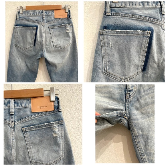 Moussy Vintage Altawoods Mid Rise Distressed Skinny Jeans in Light Blue Wash - Picture 11 of 16